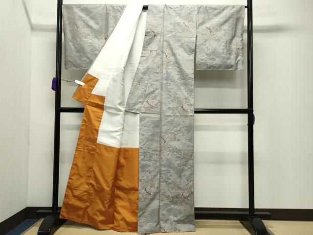 平和屋着物●都喜ヱ門　本場大島紬　白大島　9マルキ　総絣　草木づくし　露のかおり　藤絹織物謹製　証紙付き　正絹　逸品　CABD9074gh 平和屋本店○極上 都喜ヱ門 本場大島紬 白大島 9マルキ 総絣 更紗花文