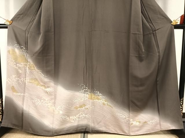 平和屋着物○豪華色留袖 友禅 立波文 暈し染め 金糸 金彩 正絹 逸品
