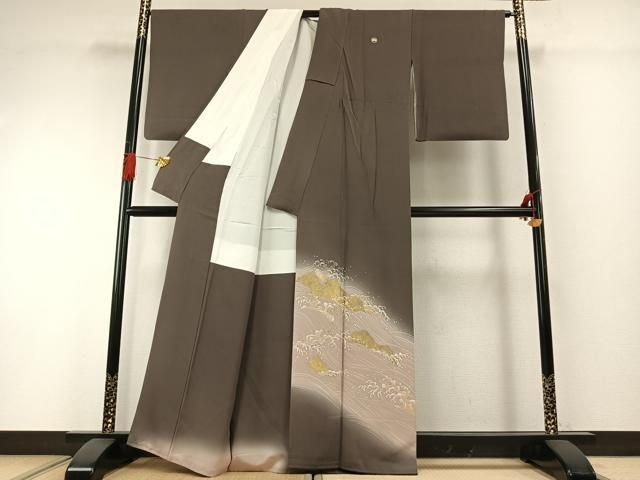 平和屋着物●豪華色留袖　友禅　立波文　暈し染め　金糸　金彩　正絹　逸品　AABH0726fy 平和屋着物○豪華色留袖 友禅 立波文 暈し染め 金糸 金彩 正絹 逸品