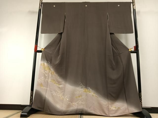 平和屋着物●豪華色留袖　友禅　立波文　暈し染め　金糸　金彩　正絹　逸品　AABH0726fy 平和屋着物○豪華色留袖 友禅 立波文 暈し染め 金糸 金彩 正絹 逸品