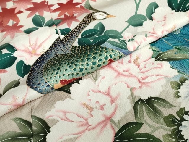 平和屋着物○豪華振袖 孔雀草花文 金彩 仮絵羽 逸品 未使用 DABC2954ud