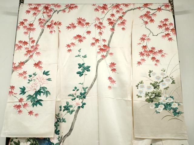平和屋着物●豪華振袖　孔雀草花文　金彩　仮絵羽　逸品　未使用　DABC2954ud 平和屋着物○豪華振袖 孔雀草花文 金彩 仮絵羽 逸品 未使用 DABC2954ud