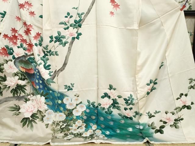 平和屋着物●豪華振袖　孔雀草花文　金彩　仮絵羽　逸品　未使用　DABC2954ud 平和屋着物○豪華振袖 孔雀草花文 金彩 仮絵羽 逸品 未使用 DABC2954ud