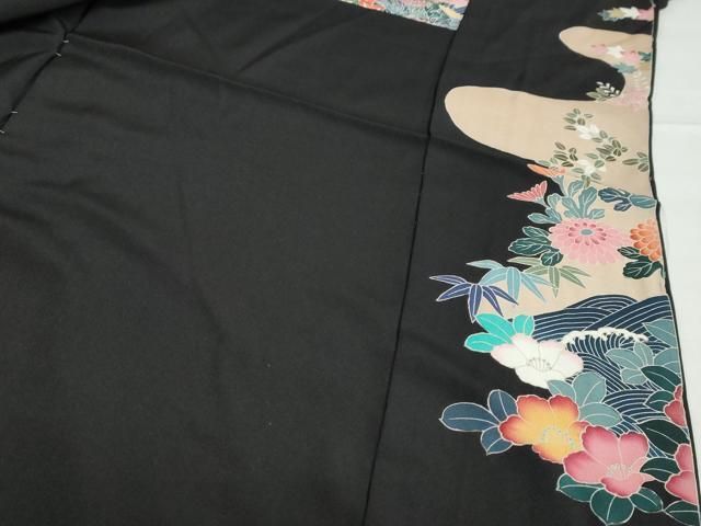 平和屋着物○豪華黒留袖 立波花鳥文 仮絵羽 正絹 逸品 未使用
