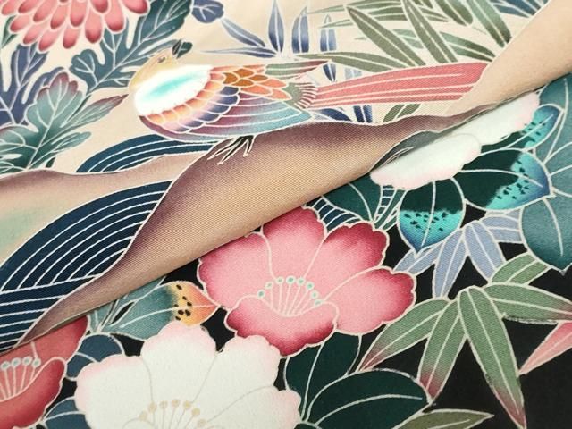 平和屋着物○豪華黒留袖 立波花鳥文 仮絵羽 正絹 逸品 未使用