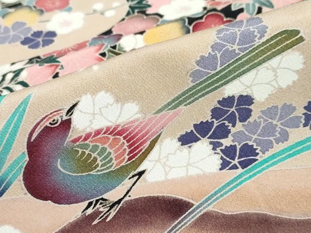 平和屋着物●豪華黒留袖　立波花鳥文　仮絵羽　正絹　逸品　未使用　DABC2955ud 平和屋着物○豪華黒留袖 立波花鳥文 仮絵羽 正絹 逸品 未使用