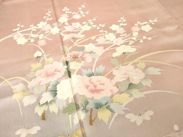 平和屋着物●訪問着　友禅　流水花文　暈し染め　金彩　　正絹　逸品　AABH4221ck 平和屋着物○訪問着 友禅 流水花文 暈し染め 金彩 正絹 逸品