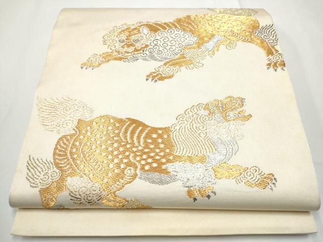 平和屋着物●龍村美術織物　たつむら　六通柄　本袋帯　咆哮獅子錦　金銀糸　正絹　逸品　CABE8507hy 平和屋着物○龍村美術織物 たつむら 六通柄 本袋帯 咆哮獅子錦 金銀糸