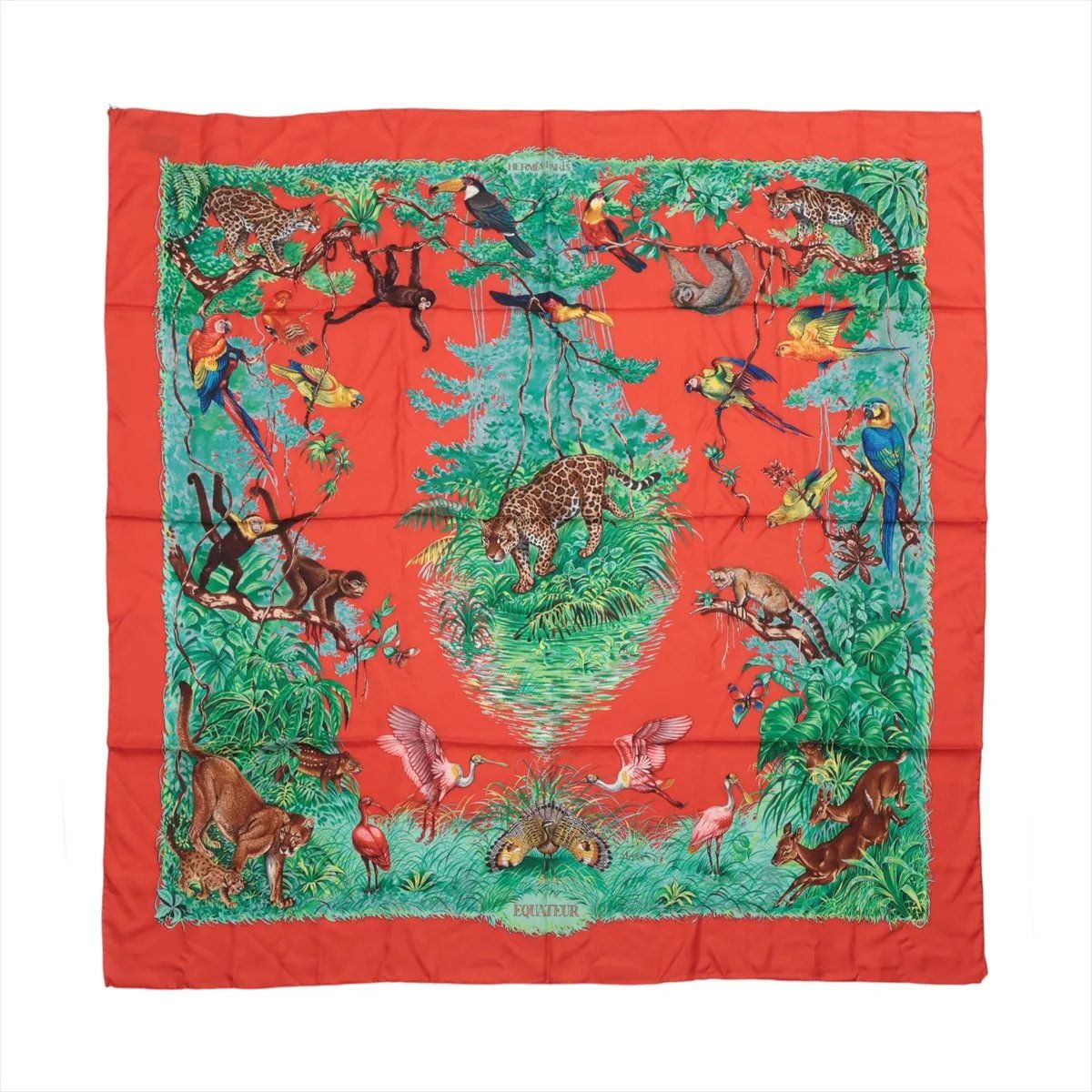 極美品 エルメス カレ ジェアン 140 EQUATEUR 赤道直下 シルク 100 極美品 エルメス カレ ジェアン 140 EQUATEUR 赤道直下 シルク 100