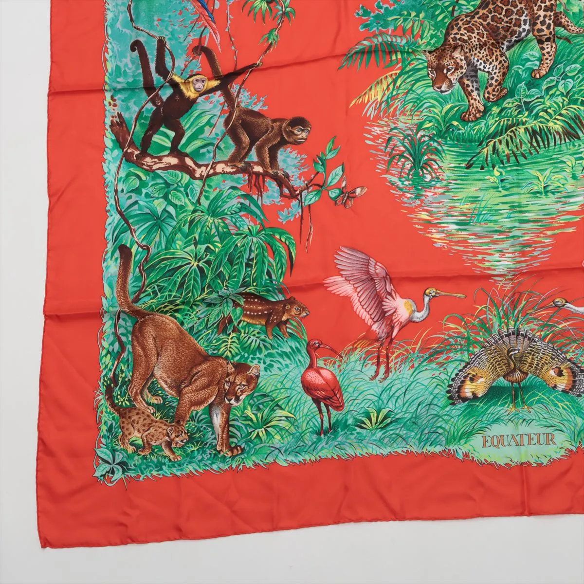 【美品】HERMESカレジェアン140 EQUATEUR 赤道直下 高級生地 極美品 エルメス カレ ジェアン 140 EQUATEUR 赤道直下 シルク 100