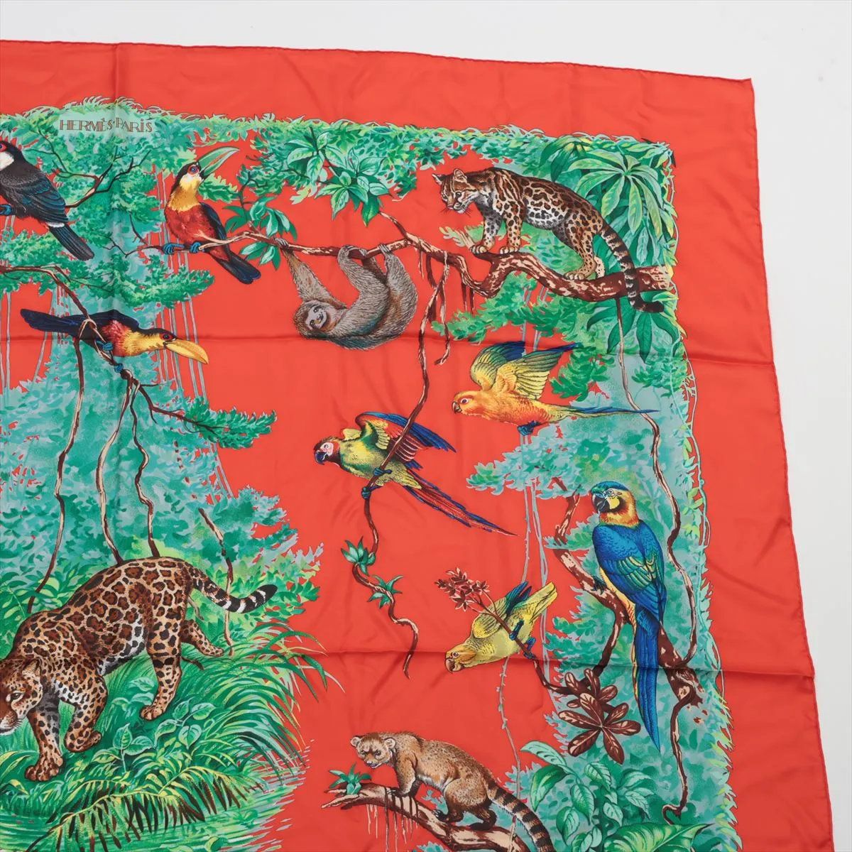極美品 エルメス カレ ジェアン 140 EQUATEUR 赤道直下 シルク 100