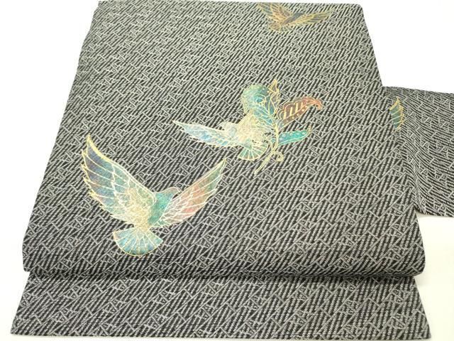 平和屋着物●染色作家　斉藤三才　九寸名古屋帯　三才鳥　金彩　正絹　逸品　DABE1012op 平和屋着物○染色作家 斉藤三才 九寸名古屋帯 三才鳥 金彩 正絹 逸品