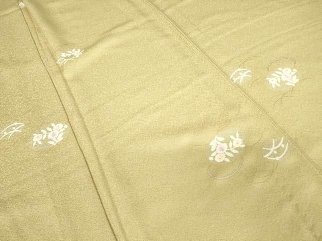 平和屋着物▽上質な小紋 単衣 芝に草花 金彩 正絹 逸品 DABE4168az