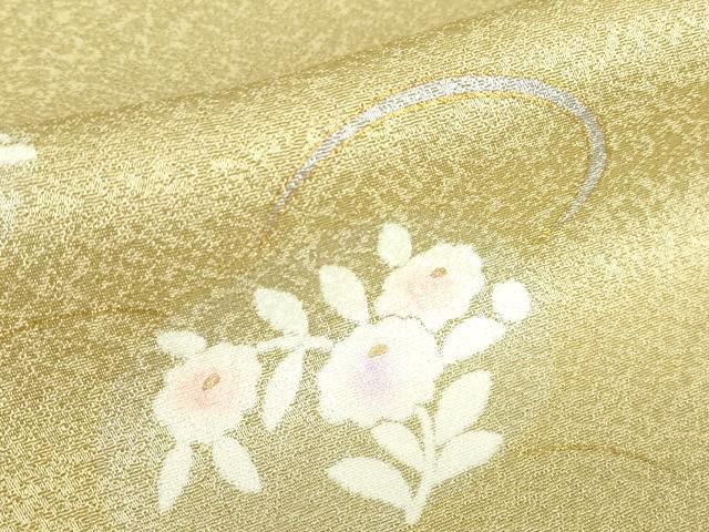 平和屋着物▽上質な小紋　単衣　芝に草花　金彩　正絹　逸品　DABE4168az 平和屋着物▽上質な小紋 単衣 芝に草花 金彩 正絹 逸品 DABE4168az