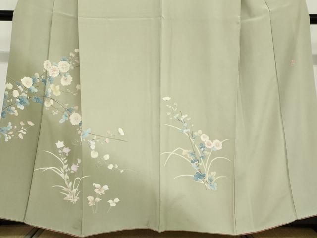 平和屋着物●訪問着　友禅　作家物　草花文　暈し染め　正絹　逸品　DABD9279ud 平和屋着物○訪問着 友禅 作家物 草花文 暈し染め 正絹 逸品