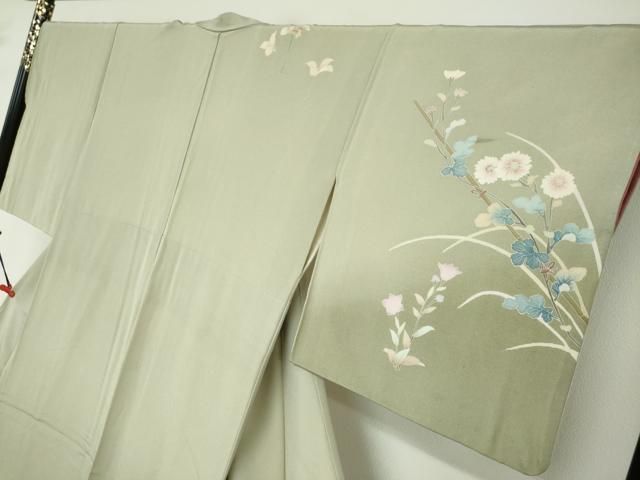 平和屋着物○訪問着 友禅 作家物 草花文 暈し染め 正絹 逸品