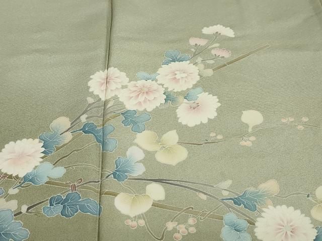 平和屋着物●訪問着　友禅　作家物　草花文　暈し染め　正絹　逸品　DABD9279ud 平和屋着物○訪問着 友禅 作家物 地紙花車文 暈し染め 正絹 逸品