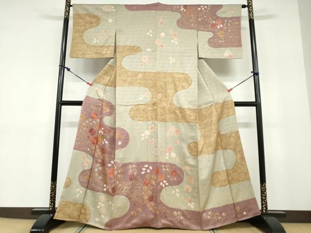 平和屋着物●訪問着　絞り　流水辻が花　金彩　正絹　逸品　DABD9308ud 平和屋着物○訪問着 絞り 流水辻が花 金彩 正絹 逸品 DABD9308ud