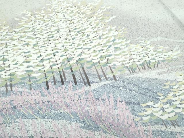 平和屋着物▽訪問着　単衣　訪問着　作家物　樹林花文　暈し染め　正絹　逸品　CABF4423rv 平和屋着物▽訪問着 単衣 訪問着 作家物 樹林花文 暈し染め 正絹 逸品