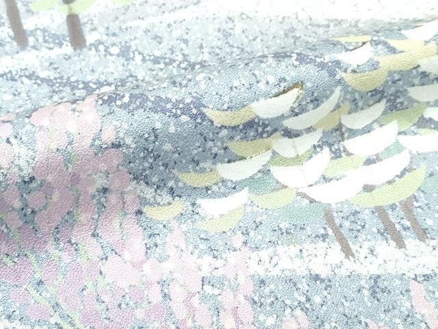 平和屋着物▽訪問着　単衣　訪問着　作家物　樹林花文　暈し染め　正絹　逸品　CABF4423rv 平和屋着物▽訪問着 単衣 訪問着 作家物 樹林花文 暈し染め 正絹 逸品