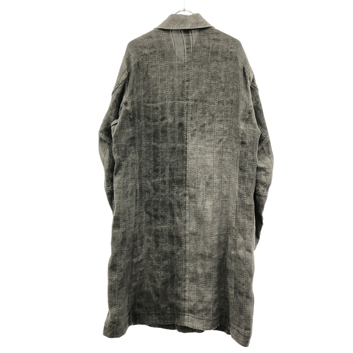 DEVOA デヴォア Faliero Sarti ストライプステッチリネンコート グレー 