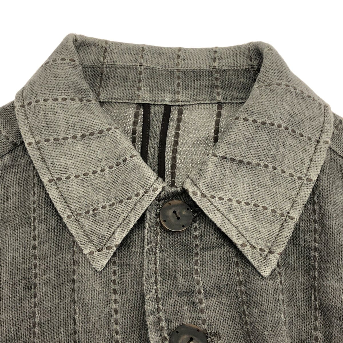 DEVOA デヴォア Faliero Sarti ストライプステッチリネンコート グレー 