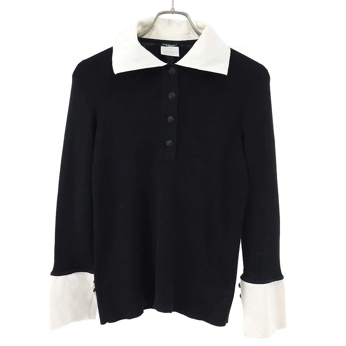 CHANEL シャネル 2007SS ロングスリーブ リボンニットポロシャツ