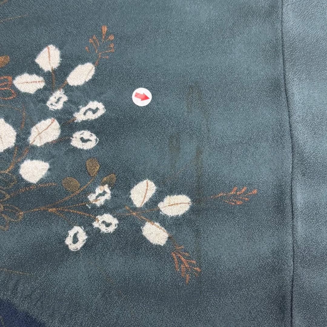 訪問着 絞り柄 染分け 流水に花模様 錆納戸色 K-5888 - メルカリ