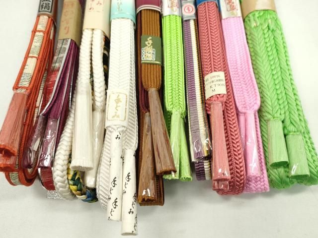 平和屋着物●和装小物　帯締め10本セット　本場筑前博多織　手組紐　組紐　角八つ組　金糸　逸品　未使用　DABD7122zzz 平和屋着物○和装小物 帯締め10本セット 本場筑前博多織 手組紐 組紐