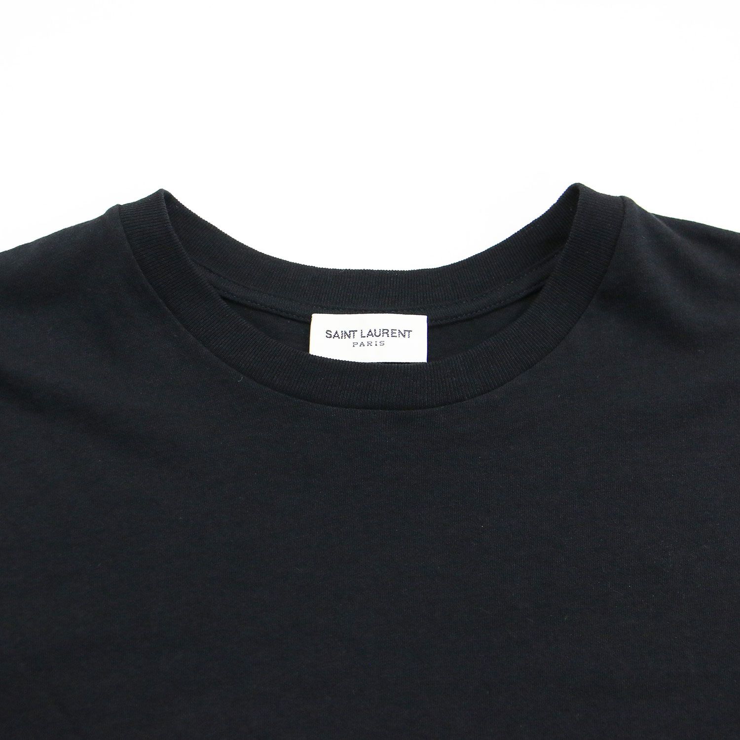 【美品】SAINT LAURENT PARIS サンローラン パリ Tシャツ ブラック 黒 サイズ:XS | 22SS ショート丈 ワンポイント刺繍 クルーネック Tシャツ | トップス カットソー 半袖【レディース】【中古】 美品】SAINT LAURENT PARIS サンローラン パリ Tシャツ ブラック 黒