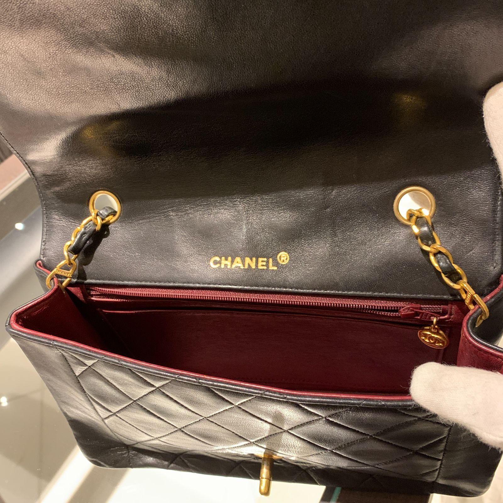 ◎本物 美品 CHANEL ダイアナ ターンロック マトラッセ ラムスキン 