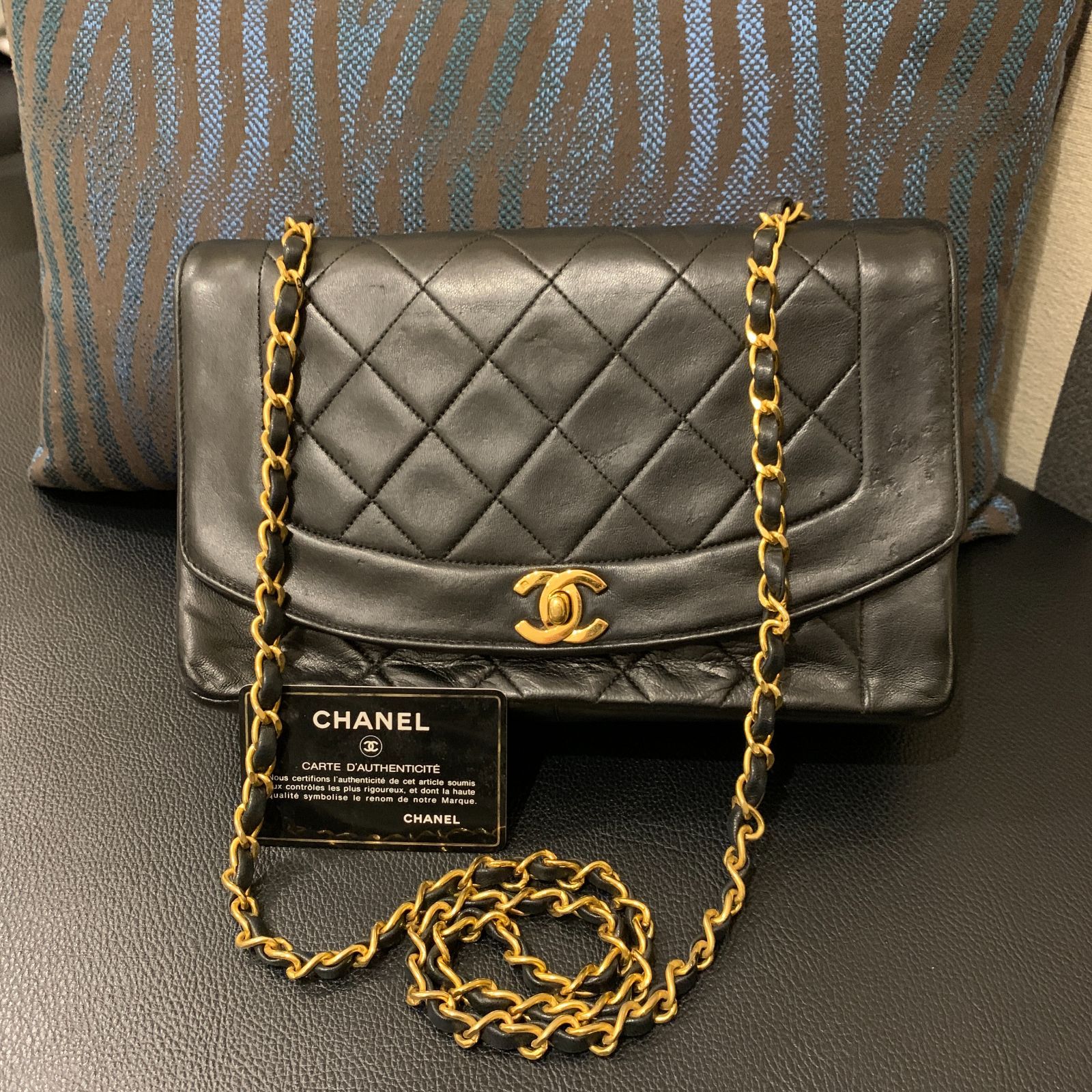 ◎本物 美品 CHANEL ダイアナ ターンロック マトラッセ ラムスキン 