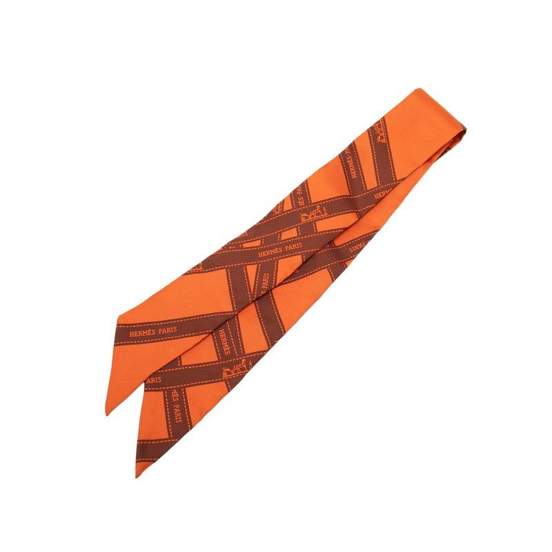 HERMES エルメス スカーフ ツイリー ボルデュック 箱付き オレンジ