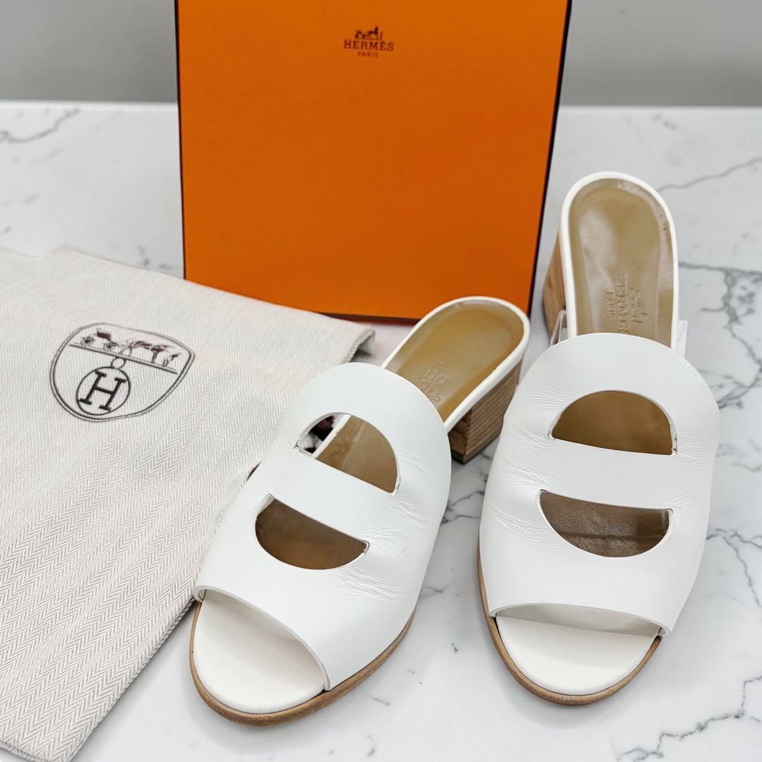 ⭐️美品⭐️ エルメス モナ サンダル 36 シェーヌダンクル ホワイト