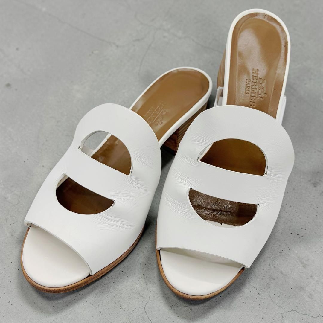 ⭐️美品⭐️ エルメス モナ サンダル 36 シェーヌダンクル ホワイト 