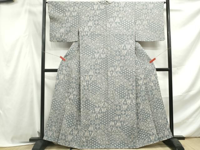 平和屋着物▽上質な小紋　単衣　ペイズリー更紗花文　正絹　逸品　未使用　CAAR4816ut 平和屋着物▽上質な小紋 単衣 更紗花鳥文 暈し染め 金彩 正絹 逸品