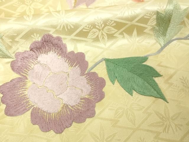 平和屋着物●豪華振袖　刺繍　ラインストーン　草花文　暈し染め　金彩　正絹　逸品　DABC2117ud 平和屋着物□豪華振袖 刺繍 草花文 暈し染め 金彩 正絹 逸品