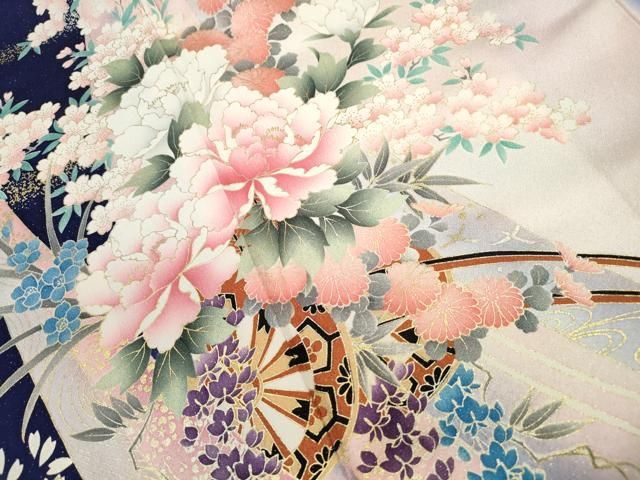 平和屋着物□豪華振袖 束ね熨斗花蝶文 暈し染め 金銀彩 正絹 逸品 平和 