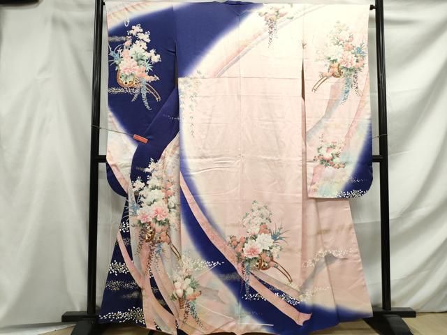 平和屋着物□豪華振袖 束ね熨斗花蝶文 暈し染め 金銀彩 正絹 逸品 平和 