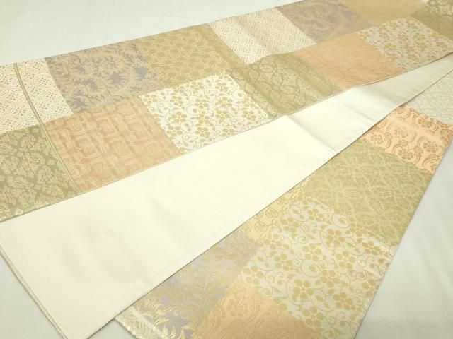 平和屋本店▼美しいキモノ」お馴染みのメーカー　となみ織物　六通柄袋帯　花唐草文　金銀彩　正絹　逸品　DABE9335sf 平和屋本店▽美しいキモノ」お馴染みのメーカー となみ織物 六通柄袋帯