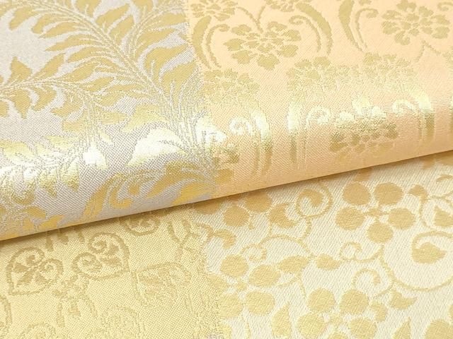 平和屋本店▼美しいキモノ」お馴染みのメーカー　となみ織物　六通柄袋帯　花唐草文　金銀彩　正絹　逸品　DABE9335sf 平和屋本店▽美しいキモノ」お馴染みのメーカー となみ織物 六通柄袋帯