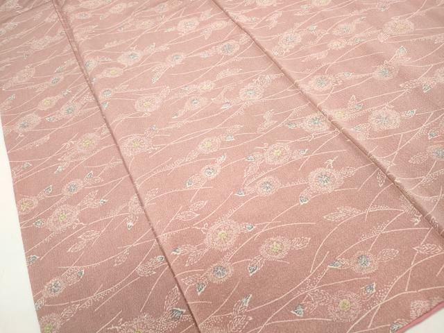 平和屋着物□上質な小紋 舞花文 鬼しぼ縮緬 正絹 逸品