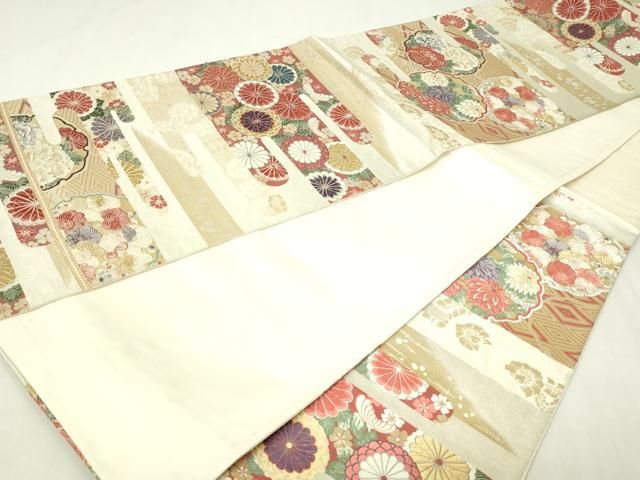 平和屋本店▼佐賀錦　六通柄袋帯　唐織　花菱文　本金箔　正絹　逸品　DABE9290sf 平和屋本店▽佐賀錦 六通柄袋帯 唐織 花菱文 本金箔 正絹