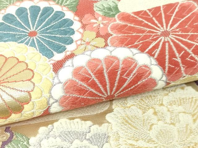 平和屋本店▽六通柄袋帯 唐織 草花吉祥文 九百錦純金箔24k 正絹 逸品