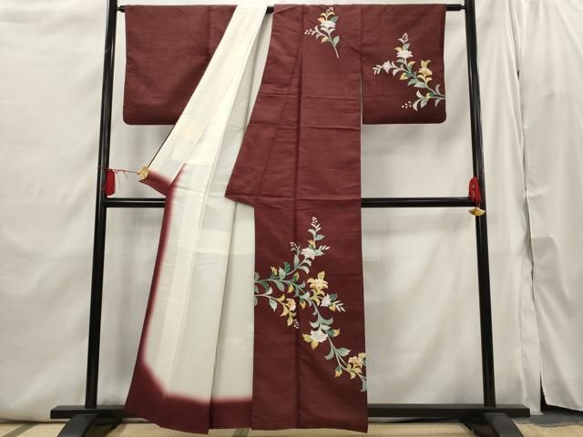 平和屋着物■訪問着　紬地　更紗花文　正絹　逸品　AABI6384st 平和屋着物□訪問着 紬地 更紗花文 正絹 逸品 AABI6384st - メルカリ