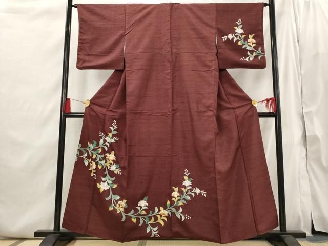 平和屋着物■訪問着　紬地　更紗花文　正絹　逸品　AABI6384st 平和屋着物□訪問着 紬地 更紗花文 正絹 逸品 AABI6384st - メルカリ