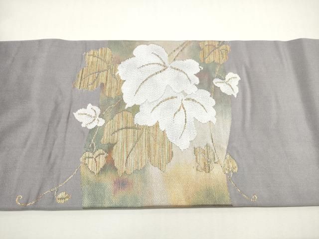平和屋着物＊夏物　九寸名古屋帯　流水草葉文　金銀糸　正絹　逸品　DABC8540cm 平和屋着物＊夏物 九寸名古屋帯 流水草葉文 金銀糸 正絹 逸品