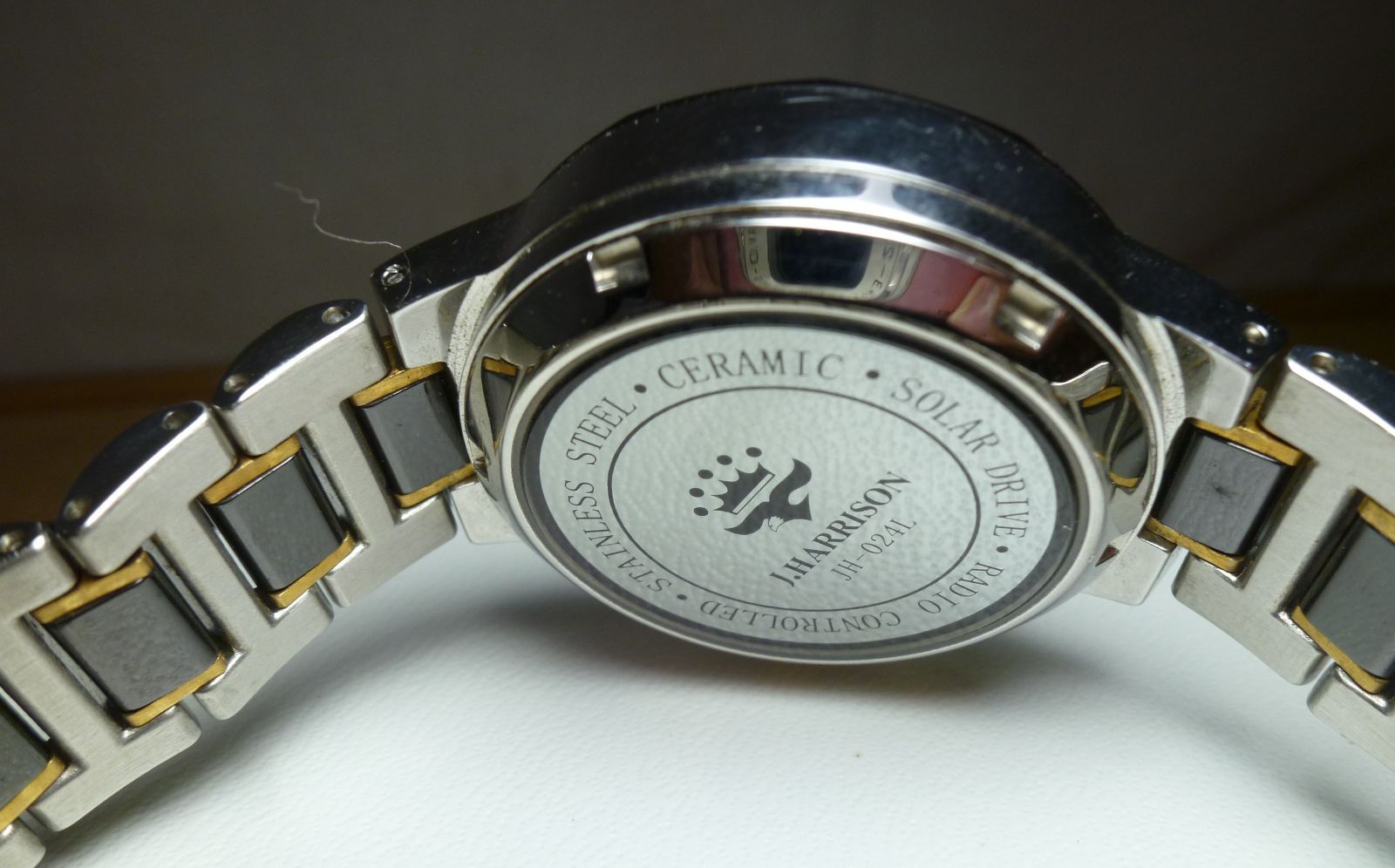 不動品 ジャンク品 J.HARRISON ソーラー電波セラミック腕時計 JH-024L 