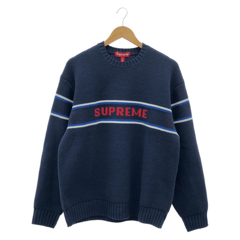 Supreme 23FW Chest Stripe Sweater サイズM ネイビー シュプリーム 