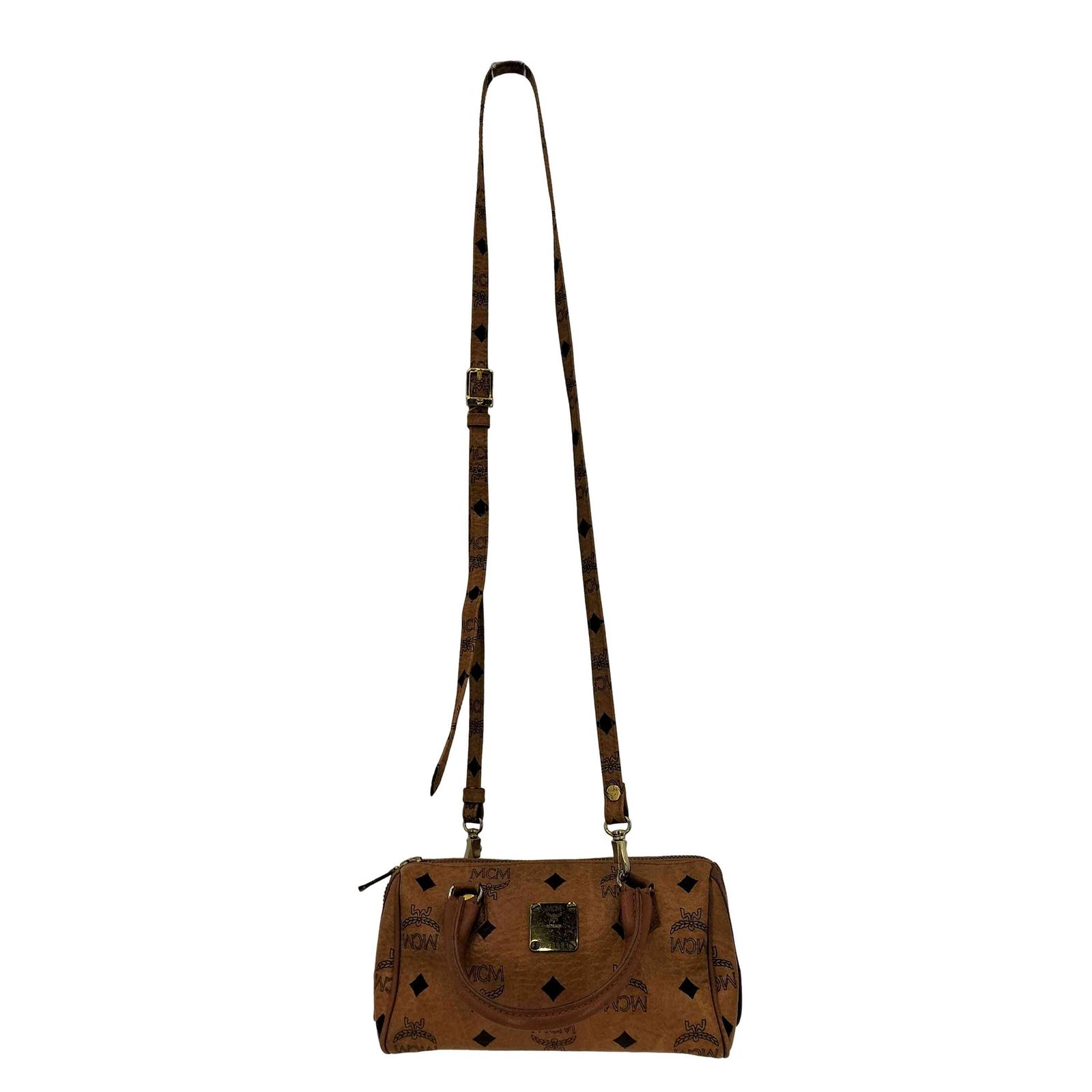 MCM ヴィセトス　レザー　ミニボストンバッグ　美品 エムシーエム MCM ヴィセトス柄 2WAY レザー ミニボストンバッグ